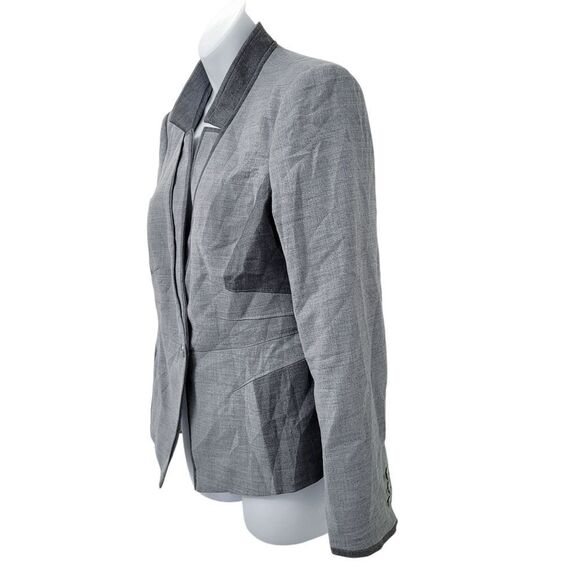 White House Black Market 52% Wool Grey Blazer Jacket Size: 12P - Picture 4 of 10